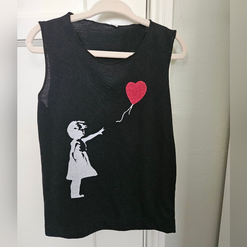 Unisex Kids' Tank with Banksy Red Balloon Graphic